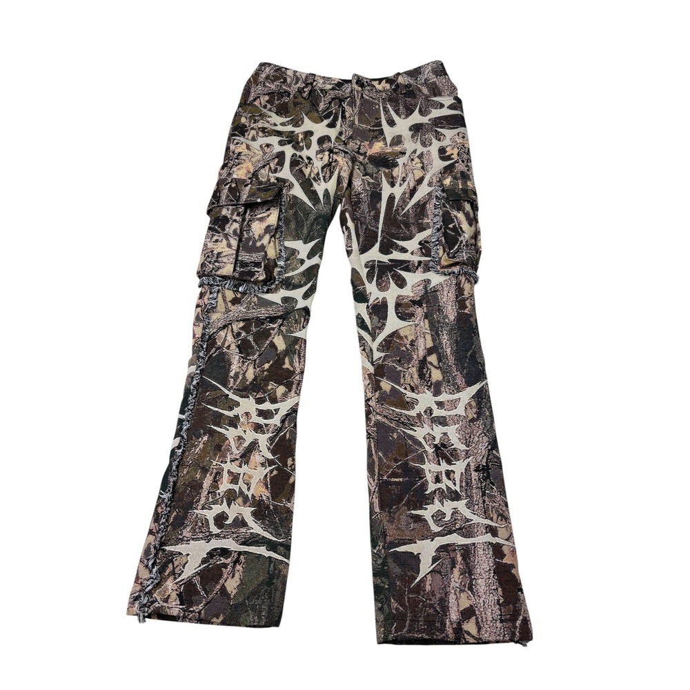 Rebel Vengeance Tapestry Cargo Pants Camo Tribal Print Mens 30X32 Distressed